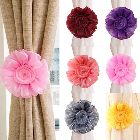 FMURY Room Button Frame Curtain Tie Rose Tie Rack Decor(Gray) in Saudi Arabia