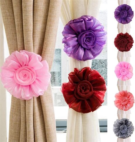 FMURY Room Button Frame Curtain Tie Rose Tie Rack Decor(Gray) in Saudi Arabia