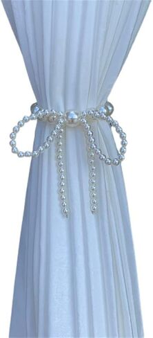 FMURY Pearl Bow Magnetic Buckle Strap Curtain Free Punch Pearl Magnetic Absorption(20cm) in Saudi Arabia