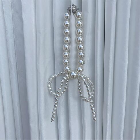 FMURY Pearl Bow Magnetic Buckle Strap Curtain Free Punch Pearl Magnetic Absorption(20cm) in Saudi Arabia