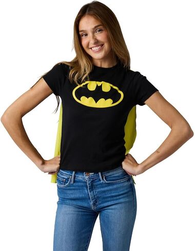 تي شيرت بغطاء للرأس بأكمام قصيرة ورقبة دائرية باللون الأسود من DC Comics Batman Junior in Saudi Arabia