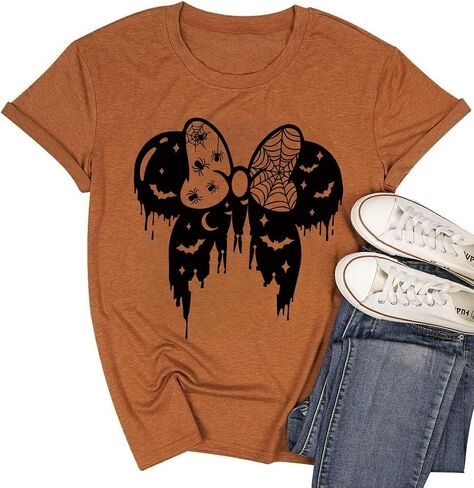 Halloween Shirts for Women Magic Kingdom Shirt Ghosts Spiders T-Shirt Halloween Party Funny Spider Web Graphic Tee Tops in Saudi Arabia