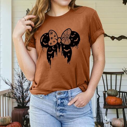 Halloween Shirts for Women Magic Kingdom Shirt Ghosts Spiders T-Shirt Halloween Party Funny Spider Web Graphic Tee Tops in Saudi Arabia
