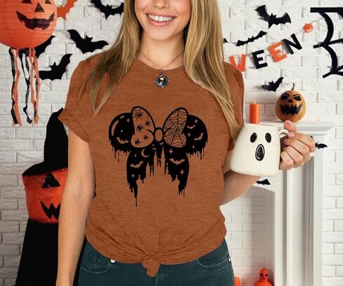 Halloween Shirts for Women Magic Kingdom Shirt Ghosts Spiders T-Shirt Halloween Party Funny Spider Web Graphic Tee Tops in Saudi Arabia