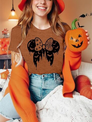 Halloween Shirts for Women Magic Kingdom Shirt Ghosts Spiders T-Shirt Halloween Party Funny Spider Web Graphic Tee Tops in Saudi Arabia