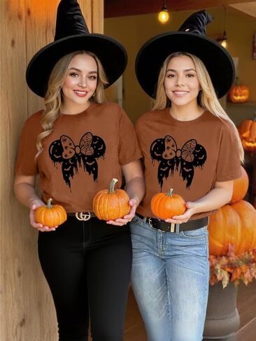 Halloween Shirts for Women Magic Kingdom Shirt Ghosts Spiders T-Shirt Halloween Party Funny Spider Web Graphic Tee Tops in Saudi Arabia