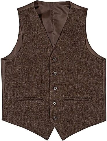 سترة بنية داكنة من التويد Argyll Argyle Kilt مع صدرية ذات 5 أزرار in Saudi Arabia