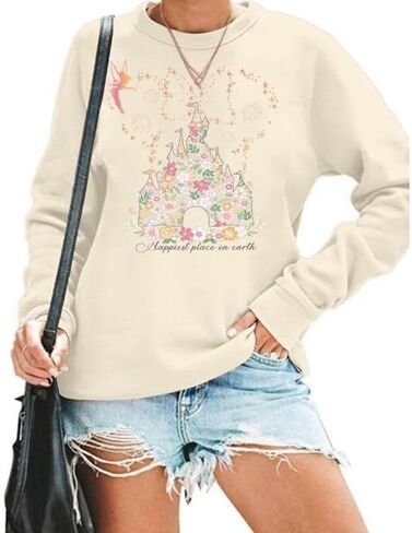 Magic Kingdom Sweatshirts For Women Cute Castle Graphic Sweatshirt Family Vacation Shirt Casual Long Sleeve Tops in Saudi Arabia