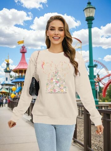 Magic Kingdom Sweatshirts For Women Cute Castle Graphic Sweatshirt Family Vacation Shirt Casual Long Sleeve Tops in Saudi Arabia