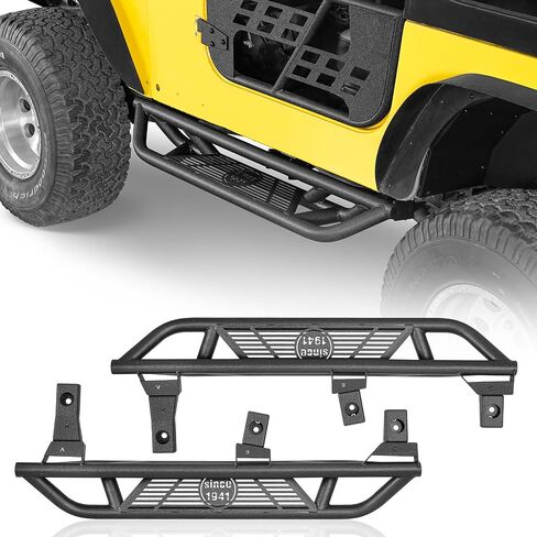 Hooke Road TJ Side Step Bars Rocker Guards لـ 1997-2006 Jeep Wrangler TJ (باستثناء غير محدود)، لوح الجري الأنبوبي Rock Sliders in Saudi Arabia
