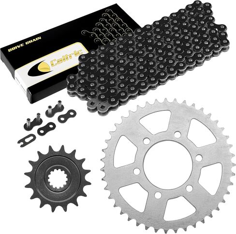Caltric Black Drive Chain And Sprocket Kit Compatible with Kawasaki Ninja Zx-6R Zx636 2013-2017 in Saudi Arabia