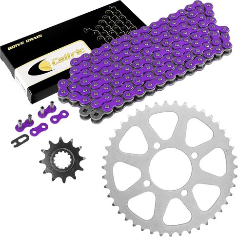 Caltric Drive Chain with Front Rear Sprockets Kit Compatible with Kawasaki KEF300 Lakota 300 1995-2003 in Saudi Arabia