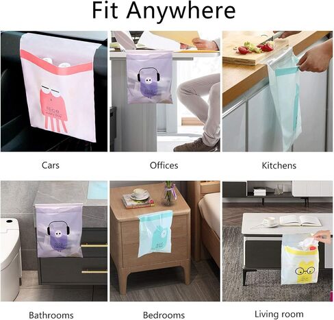RuGuo Car Trash Bags, 60PCS Easy Stick-On Disposable Portable Car Garbage Bags, Durable Waterproof Kitchen Trash Bag, Leak Proof Vomit Trash Bag Suitable for Cars, Bedrooms, Bathrooms, Offices 13 in Saudi Arabia