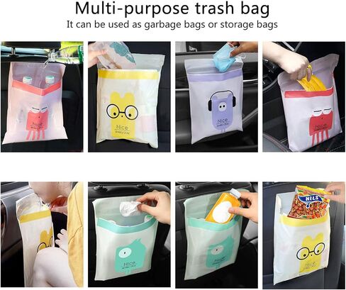 RuGuo Car Trash Bags, 60PCS Easy Stick-On Disposable Portable Car Garbage Bags, Durable Waterproof Kitchen Trash Bag, Leak Proof Vomit Trash Bag Suitable for Cars, Bedrooms, Bathrooms, Offices 13 in Saudi Arabia