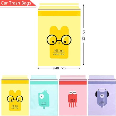 RuGuo Car Trash Bags, 60PCS Easy Stick-On Disposable Portable Car Garbage Bags, Durable Waterproof Kitchen Trash Bag, Leak Proof Vomit Trash Bag Suitable for Cars, Bedrooms, Bathrooms, Offices 13 in Saudi Arabia