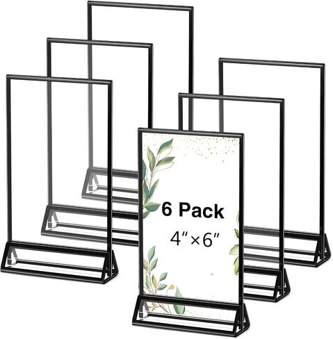 Zonon 6 Pack 8.5 x 11 Inch Clear Acrylic Sign Holder with Borders and Vertical Stand, Double Sided Table Menu Holders Picture Frames for Restaurant Signs, Valentine's Day Party Table Numbers in Saudi Arabia