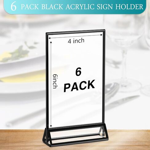 Zonon 6 Pack 8.5 x 11 Inch Clear Acrylic Sign Holder with Borders and Vertical Stand, Double Sided Table Menu Holders Picture Frames for Restaurant Signs, Valentine's Day Party Table Numbers in Saudi Arabia