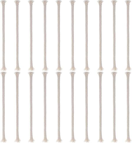 20 قطعة فتائل مصباح زيت مستديرة 1/4 بوصة، فتائل قطنية لمصابيح الزيت، فتيل الشعلة المضفرة، بديل لمصباح الشمعة، موقد شموع فانوس الكيروسين in Kuwait