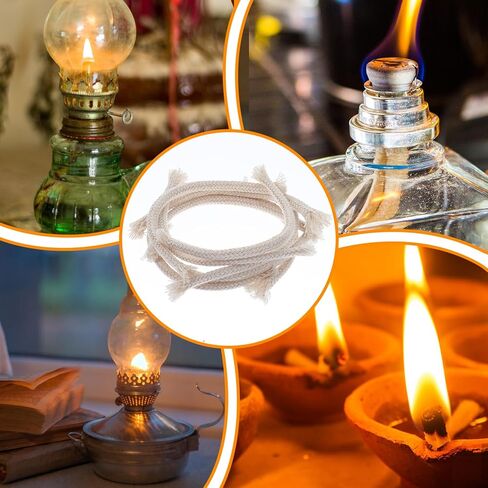 20 قطعة فتائل مصباح زيت مستديرة 1/4 بوصة، فتائل قطنية لمصابيح الزيت، فتيل الشعلة المضفرة، بديل لمصباح الشمعة، موقد شموع فانوس الكيروسين in Kuwait