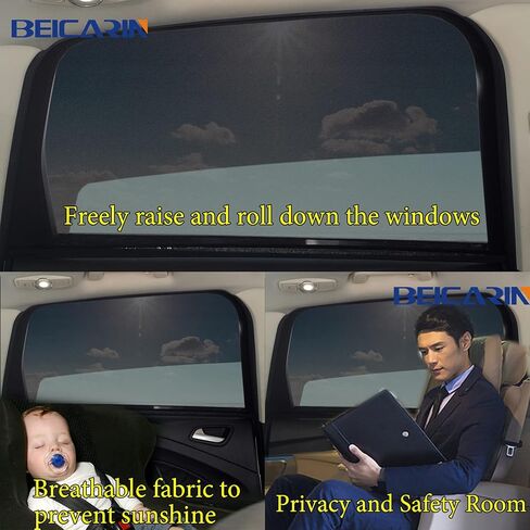 مظلة شمسية لنافذة السيارة الأمامية - عبوتان من شبكة قابلة للتنفس لنافذة جانبية للسيارة، مظلة حماية من الأشعة فوق البنفسجية للسائق والأسرة والحيوانات الأليفة على المقعد الأمامي، ستارة مع فتحتين لرؤية مرآة الرؤية الخلفية، مقاس M in Kuwait