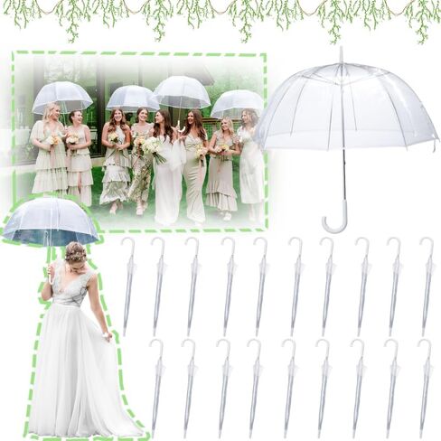 Wedding Clear Bubble Umbrella Bulk 46 Inch Large Dome Rain Windproof Stick Umbrellas for Weddings Prom Graduation and Outdoor Events(White) in Saudi Arabia