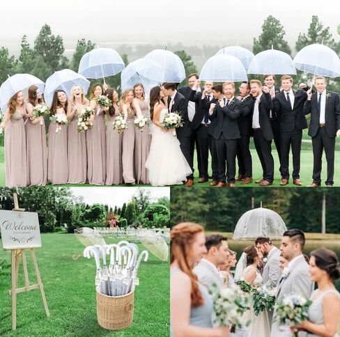 Wedding Clear Bubble Umbrella Bulk 46 Inch Large Dome Rain Windproof Stick Umbrellas for Weddings Prom Graduation and Outdoor Events(White) in Saudi Arabia
