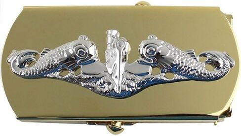 United States Navy Submarine Chief Petty Officer Belt Buckle, Silver on Gold, One Size in Saudi Arabia