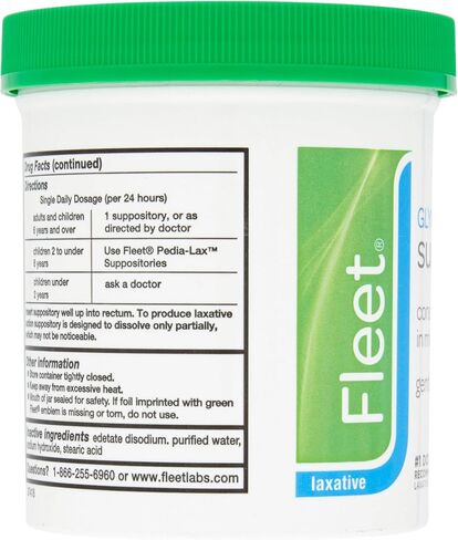 Fleet - Glycerin Suppositories, Laxative, Adult Jar, 100 Each in Saudi Arabia