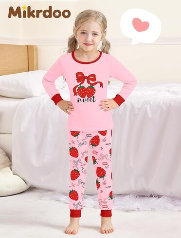 Mikrdoo Baby Girls Pajamas Set 2-Piece Long Sleeve Cotton Stretch Soft Snug Fit Sleepwear for Kids 12Months-7Years in Kuwait
