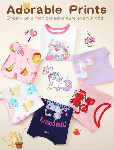 Mikrdoo Baby Girls Pajamas Set 2-Piece Long Sleeve Cotton Stretch Soft Snug Fit Sleepwear for Kids 12Months-7Years in Kuwait