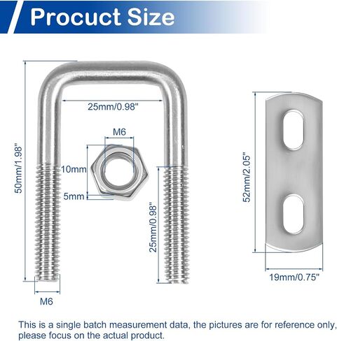 MroMax 4Pcs Square U-Bolts 1-1/2" Inner Width, M8 x 40 x 100mm 304 Stainless Steel U-Bolts with Frame Plates and Nuts, 3.94" Length, for Automobiles Trailer, Ski Boat, Sailboat and Trailer in Saudi Arabia