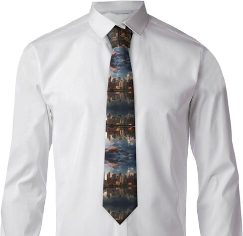 The New York City skyline Prints Men's Skinny Tie Necktie, Formal Necktie Great for Weddings, Groom, Groomsmen, Missions, Dances, Gifts. in Saudi Arabia