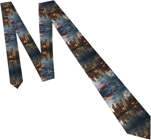 The New York City skyline Prints Men's Skinny Tie Necktie, Formal Necktie Great for Weddings, Groom, Groomsmen, Missions, Dances, Gifts. in Saudi Arabia