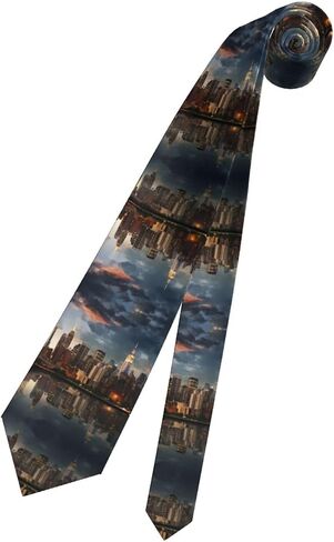 The New York City skyline Prints Men's Skinny Tie Necktie, Formal Necktie Great for Weddings, Groom, Groomsmen, Missions, Dances, Gifts. in Saudi Arabia