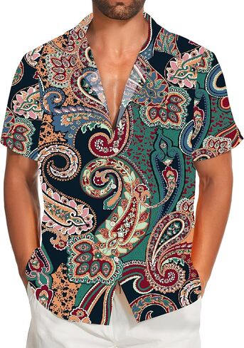 Demoking Vintage Shirts for Men Tie Dye Hippie Funny Hawaiian Shirt Button Down Shirts in Kuwait