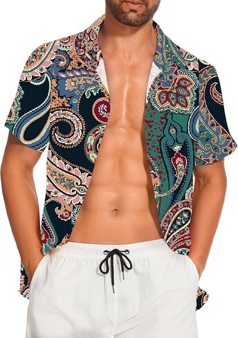 Demoking Vintage Shirts for Men Tie Dye Hippie Funny Hawaiian Shirt Button Down Shirts in Kuwait