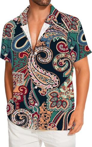 Demoking Vintage Shirts for Men Tie Dye Hippie Funny Hawaiian Shirt Button Down Shirts in Kuwait