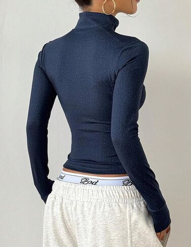 Women's Slim Fit Zip Up Long Sleeve Jacket Stretch Athletic Workout Top Lightweight Casual Sportswear Fitted Shirt in Saudi Arabia