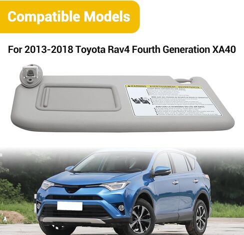 Driver Side Sun Visor Fit for Toyota RAV4 2014 2015 2016 2017 2018 Replace 74320-42595 Front Left | Sun Protection Shade | Makeup Mirror | Gray ﻿ in Saudi Arabia