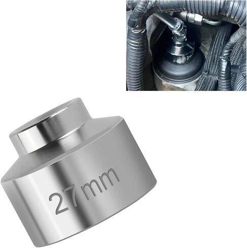 27mm Car Oil Filter Socket Wrench, 3/8" Drive Filters Cap Wrench Tool with 6-Point Hex Design, Chrome Vanadium Steel Socket Quickly Oil Filter Removal Tool for Most Car Models (27MM) in Saudi Arabia