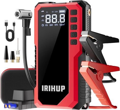 Jump Starter with Air Compressor, 3000A 150PSI Portable Car Battery Jump Starter(9L Gas/8L Diesel), 12V Jump Box Car Battery Jumper Starter Portable Jumper Cable, LCD Screen in Saudi Arabia