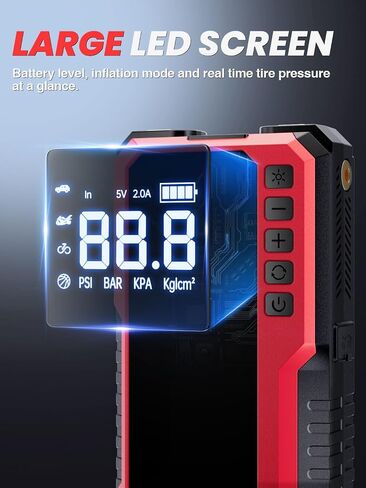 Jump Starter with Air Compressor, 3000A 150PSI Portable Car Battery Jump Starter(9L Gas/8L Diesel), 12V Jump Box Car Battery Jumper Starter Portable Jumper Cable, LCD Screen in Saudi Arabia