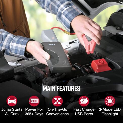 كوبرا 800A Jump Starter - بطارية ليثيوم أيون وبنك طاقة مع USB للشحن السريع، مصباح يدوي LED، كابلات توصيل، طاقة ذروة 800 أمبير لأي سيارة أو سيارة دفع رباعي أو دراجة نارية in Saudi Arabia