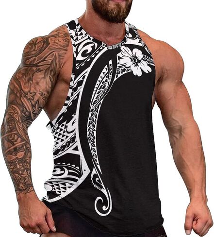 Men Polynesian Tribal Quick Dry Workout Tank Top Hawaiian Samoan Gym Muscle Tee Bodybuilding Sleeveless Shirt in Saudi Arabia