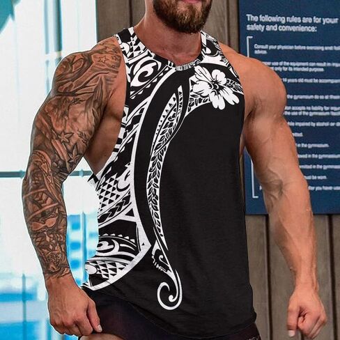 Men Polynesian Tribal Quick Dry Workout Tank Top Hawaiian Samoan Gym Muscle Tee Bodybuilding Sleeveless Shirt in Saudi Arabia