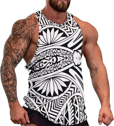 Men Polynesian Tribal Quick Dry Workout Tank Top Hawaiian Samoan Gym Muscle Tee Bodybuilding Sleeveless Shirt in Saudi Arabia