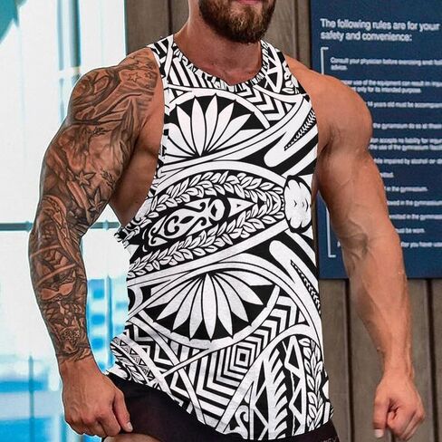 Men Polynesian Tribal Quick Dry Workout Tank Top Hawaiian Samoan Gym Muscle Tee Bodybuilding Sleeveless Shirt in Saudi Arabia