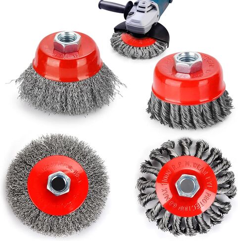 عجلة سلكية لطاحونة الزوايا 12 حزمة، فرشاة سلكية مجعدة خشنة، فرشاة كأس سلكية، عجلة سلكية لطاحونة زاوية 4 1/2، ملحقات طاحونة زاوية مع أربور ملولب 5/8-11unc in Kuwait