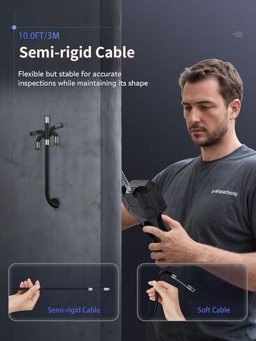 Ralcam Articulation Borescope، كاميرا فحص ثنائية الاتجاه 180 درجة، عدسة 6.2 مم IP67 مقاومة للماء، 6 مصابيح LED قابلة للتعديل، منظار شاشة IPS محمول 3.5 بوصة مع كابل مرن 3.3FT/1.0M in Kuwait