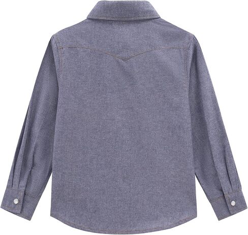 Spring&Gege Boys' Long Sleeve Chambray Shirt Western Cowboys Pearl Snap Button Down Shirts (5-14 Years) in Saudi Arabia